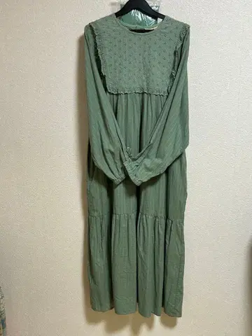 미사용 새상품 Samansa Mos2 올리브 그린 롱 드레스