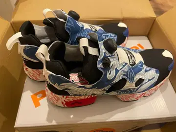 Reebok 펌프 퓨리 스니커즈 파랑/화이트/빨간색