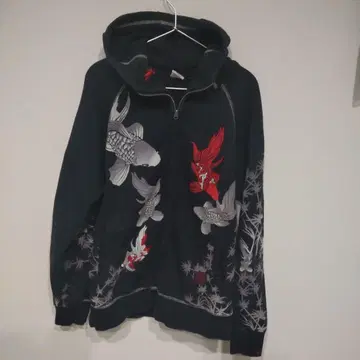 산마루이치 산마루이치 자수 후드티 일본풍 패턴 잉어 L 사이즈