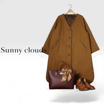 J364@ Sunny Clouds 퀼팅 충전솜 코트 L 브라운