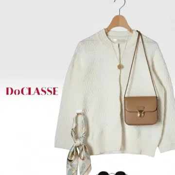 J367@ DoCLASSE 크로 셰 뜨개질 니트 자켓 M 화이트