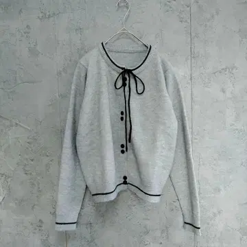 새상품급 한국 패션 가디건 니트 리본 라이트 그레이