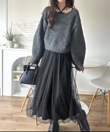 원피스 멀티웨이 니트 x 튤 원피스 세트 (세트 아이템)