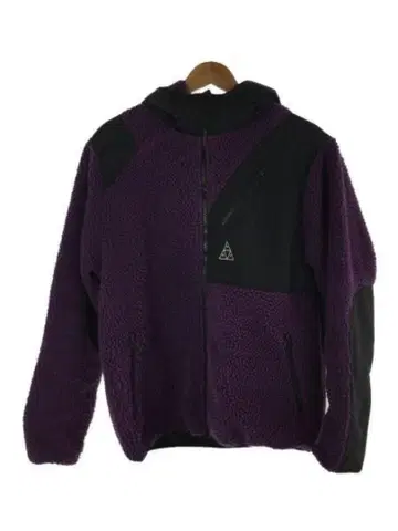 보라색 플리스 자켓 후드 부착