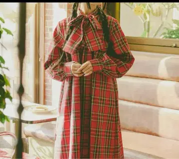 빨간색 체크 원피스