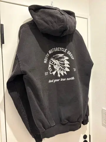 NORTH MOTORCYCLE GROUP 후드티 흑먹색 로스아파 후염색