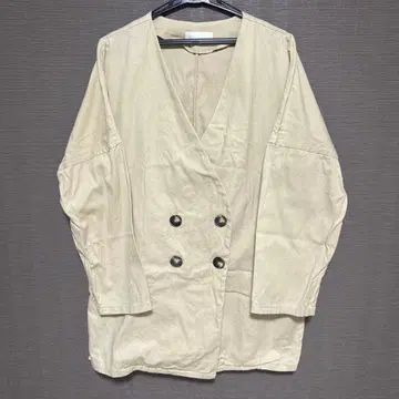 베이지 노카라 더블 버튼 자켓 센스 오브 플레이스