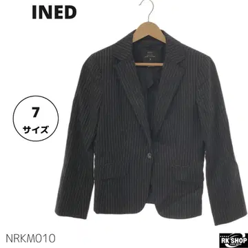 새상품급 INED 이네드 테일러드 자켓 실크 스트라이프 S 블랙