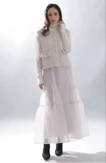 아르페쥬 스토리 오간 캉캉 스커트 베이지