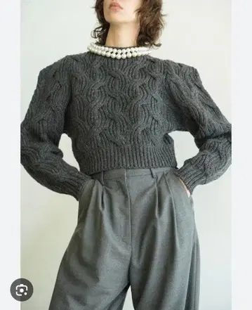 클라네 CLANE 그레이 케이블 니트 스웨터 사이즈 1