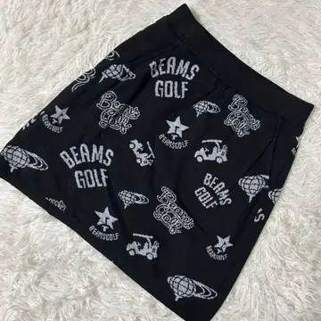 [양품] BEAMS 올 패턴 미니 스커트 블랙 M
