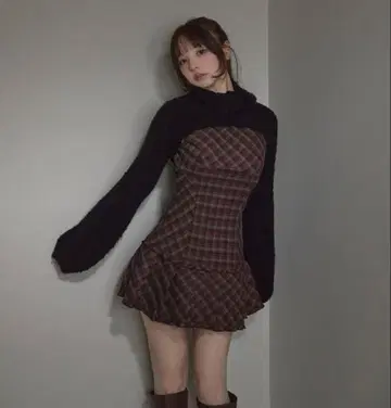 andmary Lulu check set mini dress