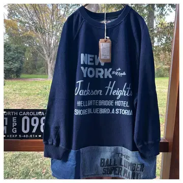 라임 잉크 미니 쭈리 절개 맨투맨 튜닉 네이비