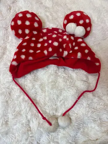 디즈니 팬캡 미니 도트 빨간색 물방울