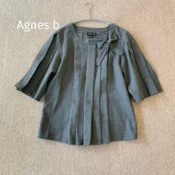 새상품급 에네스베 플리츠 리본 블라우스 그레이 40 L