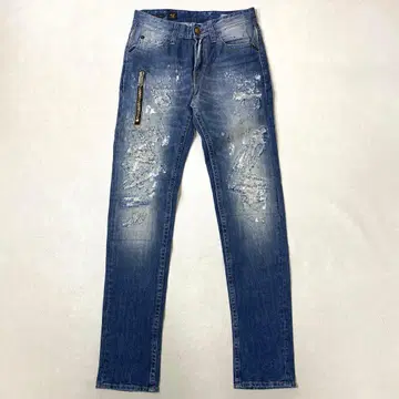 새상품급 고급 라인 WE ARE REPLAY 크러쉬 페인트 데님 팬츠