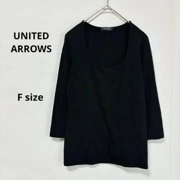 UNITED ARROWS U넥 티셔츠 F 블랙 7부 소매 심플