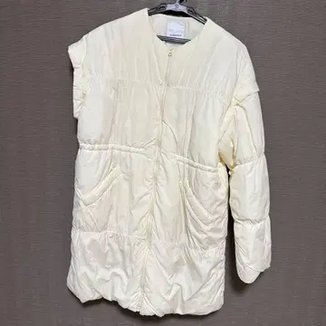 아이보리 롱 다운 자켓 JEANASIS 소매 탈부착 가능