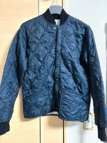 60s 70s 빈티지 YKK 알루미늄 편조 퀼팅 라이너 네이비 컬러