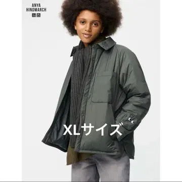 유니클로 안야 힌드마치 퍼프 테크 셔츠 자켓 XL 올리브