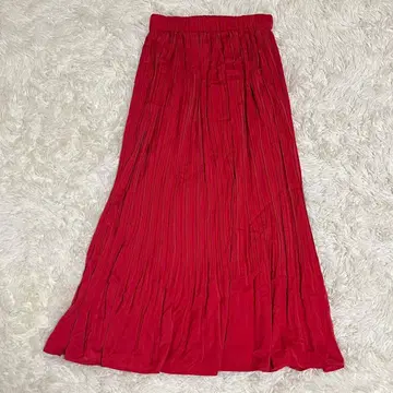 테치치 플리츠 스커트 [ F ] 롱 기장 허리밴딩 캐주얼