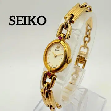 SEIKO 손목시계 새상품 배터리 골드 2P 컬러 스톤 오벌 여성용