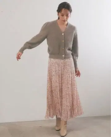 ANAYI 그레이 V넥 니트 가디건