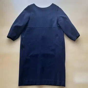 TOMORROWLAND 네이비 7부 소매 무릎 기장 원피스 울 코쿤