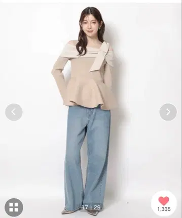 [ 새상품 ] Rirandture 리랜드트루 오프숄더 리본 도킹 니트