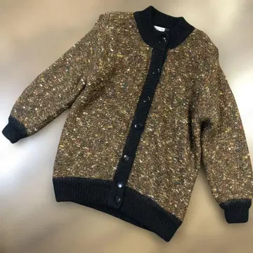 니트 알갱이 네프 컬러풀 가디건 레트로