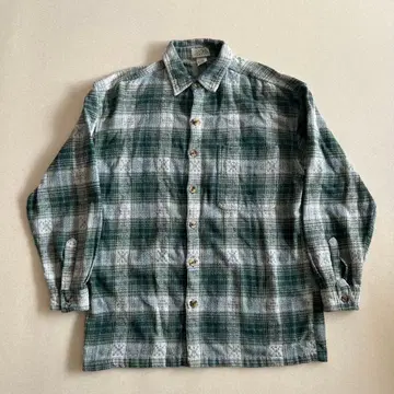 애쉬 크릭 옴브레 체크 오픈 카라 뱀 플란넬 M