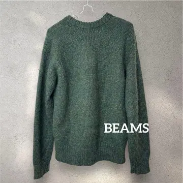 BEAMS 빔즈 모헤어 혼방 다크 그린 니트 스웨터 긴팔 L 사이즈