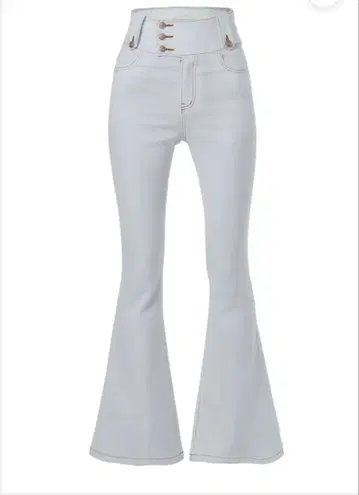 BELEAR MINI 컬러 스티치 플레어 데님 화이트