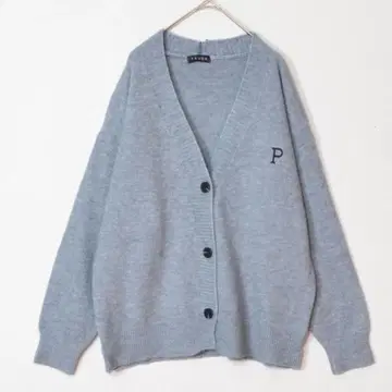 새상품 택 포함 M~L 그레이 로고 자수 니트 가디건 여성용