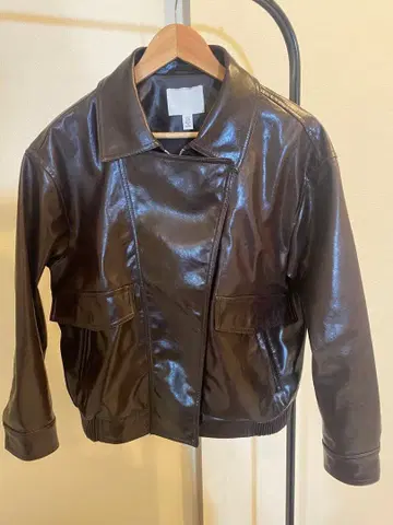 브라운 가죽 숏 자켓