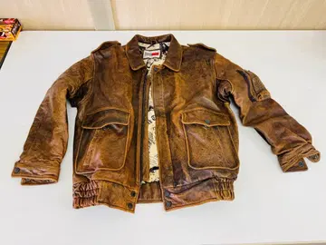 가죽 블루종 브라운 플라이트 자켓 양가죽 봄버 남성용 L