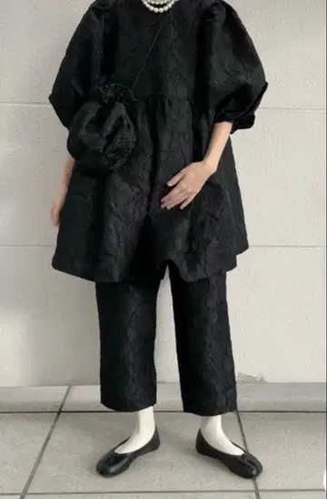 perna 자카드 볼륨 튜닉 원피스, 팬츠 세트