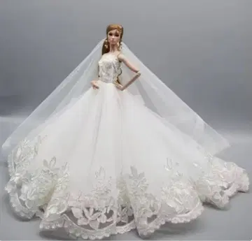 베일 포함 웨딩 드레스 리카짱 바비 인형용