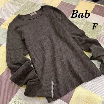 [ Bab ] 바브 긴팔 리브 니트 소매가 긴 심플 브라운 긴팔 스웨터