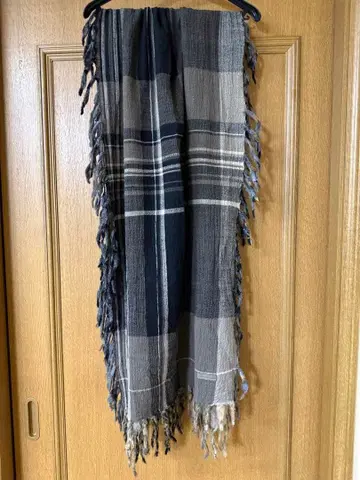 요건 레일 체크 무늬 스톨 숄