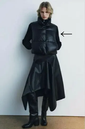 ZARA 자라 다운 자켓 니트 블랙