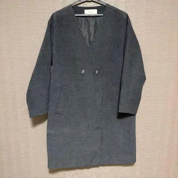 그레이 더블 버튼 롱 코트 체스터 코트