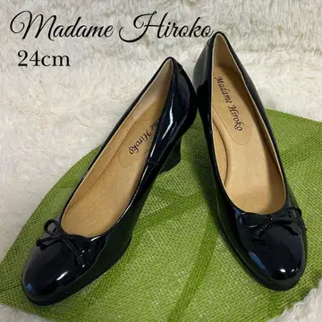 마담 히로코 24cm 에나멜 리본 웨지솔 일본제