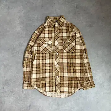 플란넬 셔츠 체크 무늬 M 브라운 아메카지 스트릿