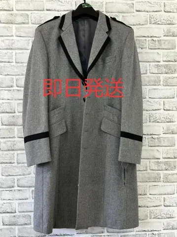 그레이 체스터 코트 블랙 트림 m