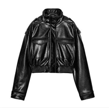 ZARA 자라 스트랩 포함 페이크 가죽 자켓 M
