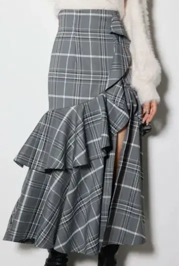 rienda 체크 프릴 슬릿 스코트 숏팬츠