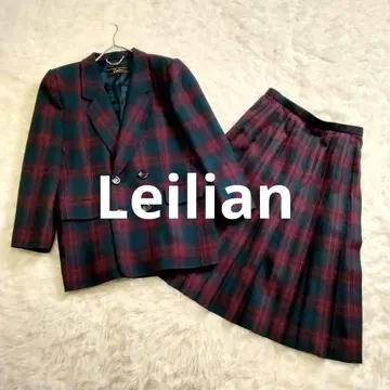 [컨디션 최상] 레리안 체크 무늬 플리츠 스커트 셋업 울 L