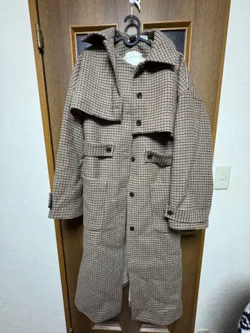 GU 체크 무늬 롱 코트 L 사이즈