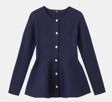 [택 포함 새상품] PLST 플라스테 홀 의류 페플럼 가디건 M 네이비